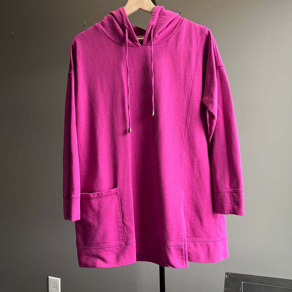 Soft Surroundings Soho Hoodie Hooded Tunic Pullover Pink Pocket Women's M